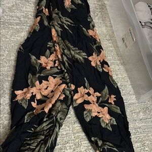Floral Black and Peach Women's Pants